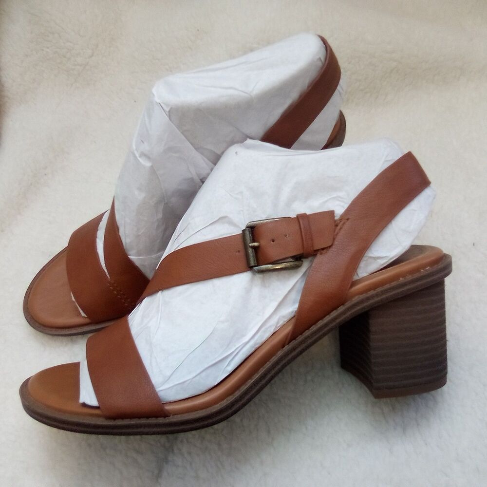 Zodiac Women's Brown Block Heel Sandals US 10 M EU 41 Synthetic Faux Leather